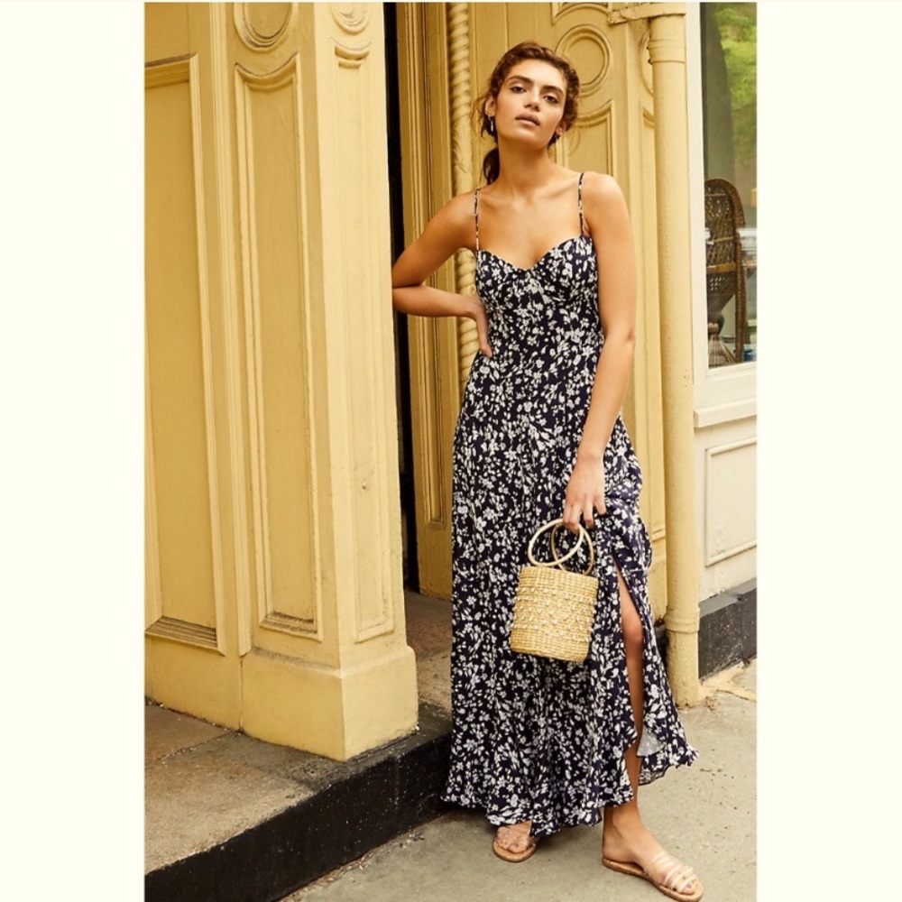 Free people floral bustier maxi dress